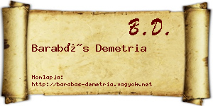 Barabás Demetria névjegykártya